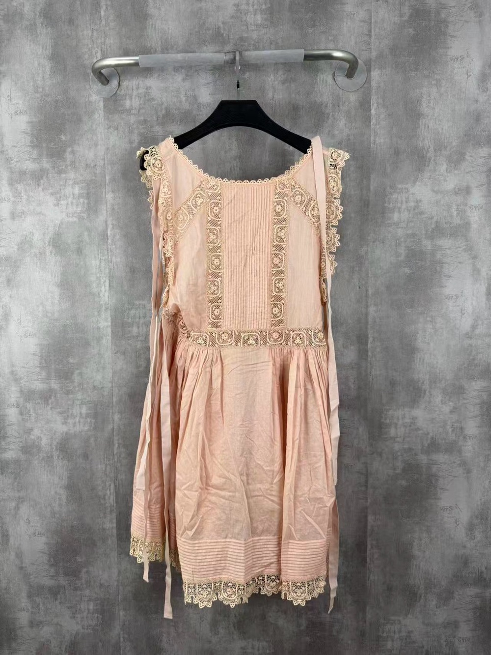 🚩steal RED Valentino Pale Pink Lace-Trimmed Sleeveless Dress